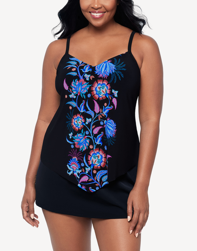 Whimsical Vines Hank Tankini Top#color_whimsical-black-multi