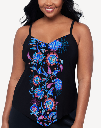 Whimsical Vines Hank Tankini Top#color_whimsical-black-multi