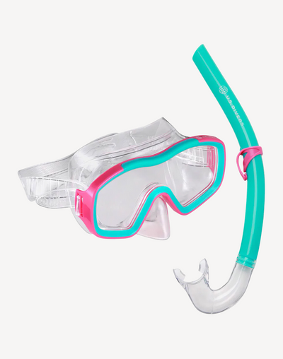 Junior Tiki Snorkel Mask Set#color_pink-turquoise