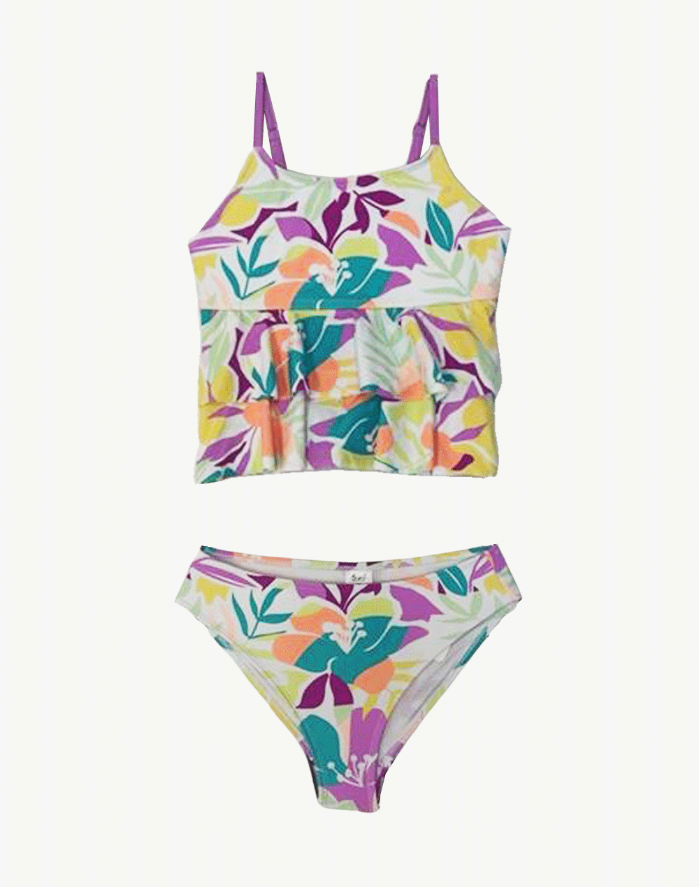 Girls Tropical Zest Ruffle Tankini Set