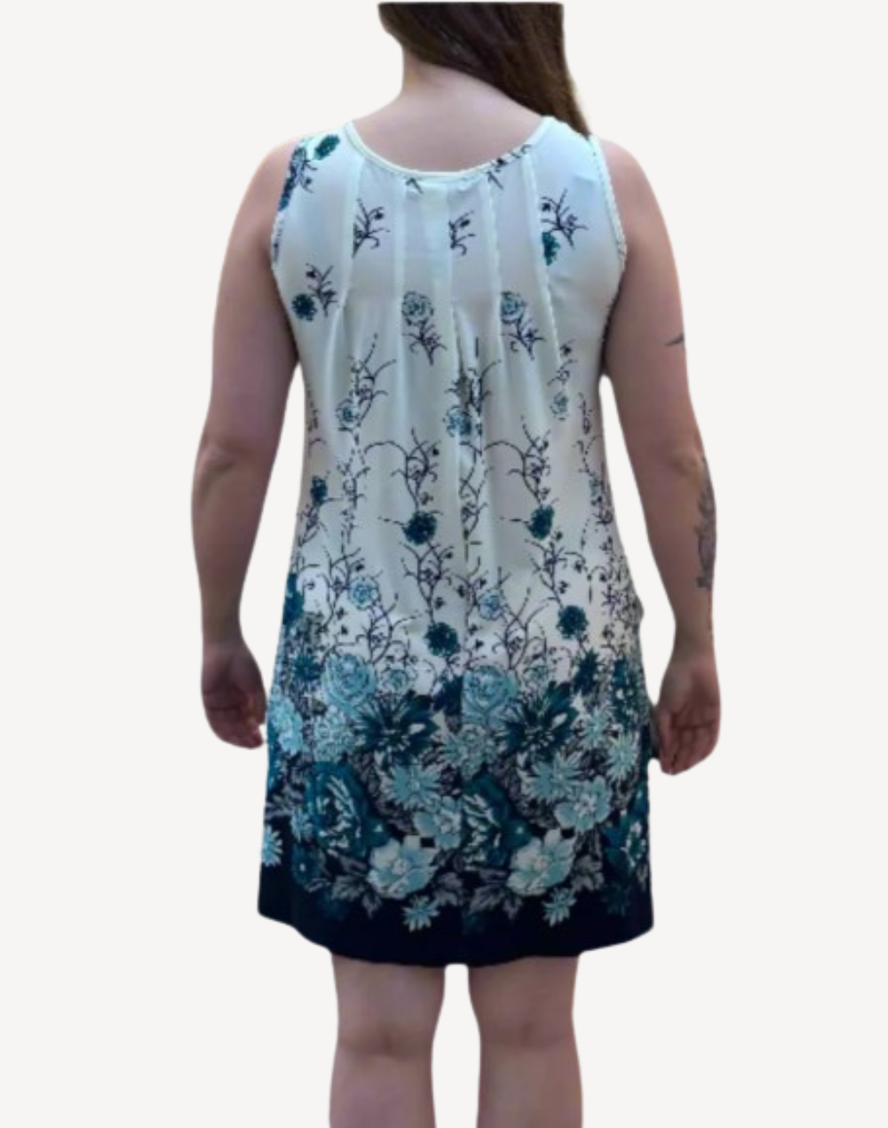 Pleated Floral Short Dress#color_pleated-turquoise