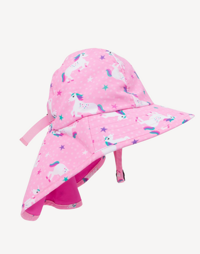 Infant Girls Unicorn UPF 50 Sun Hat#color_unicorn-pink