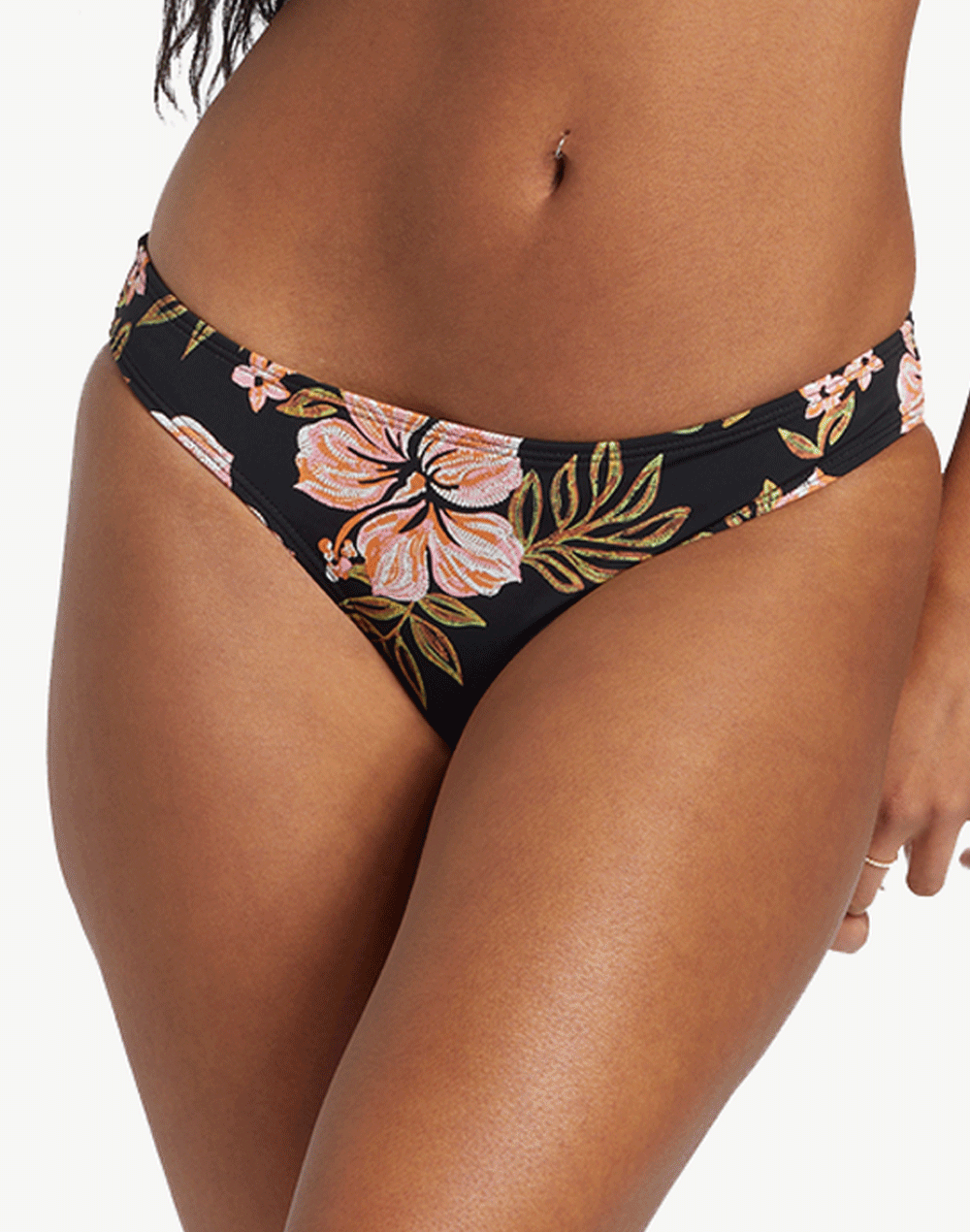 Hooked On Tropics Lowrider Bikini Bottom#color_hooked-black-multi