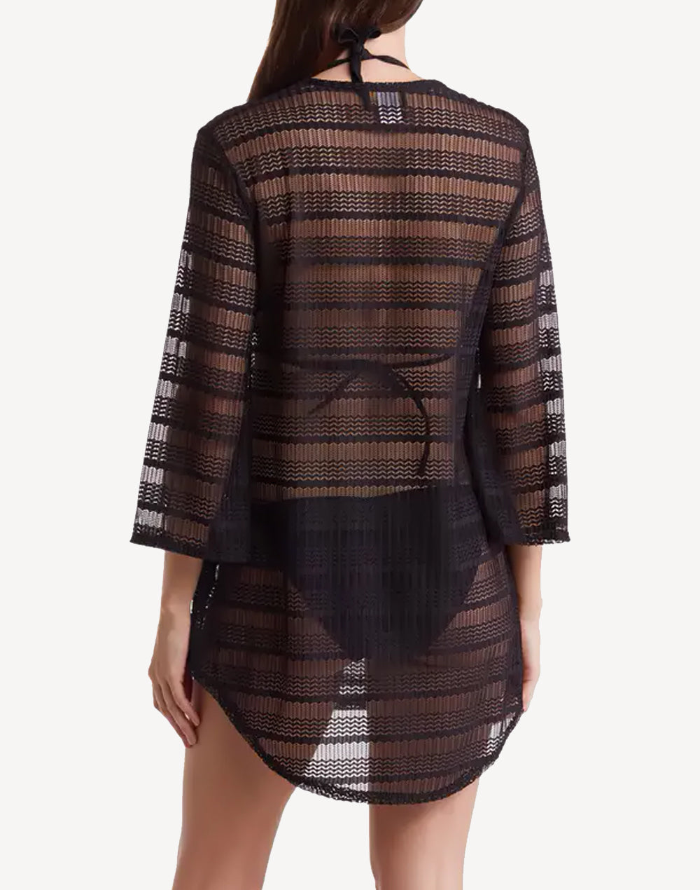 Arrow Chevron V Neck Tunic Cover Up#color_black