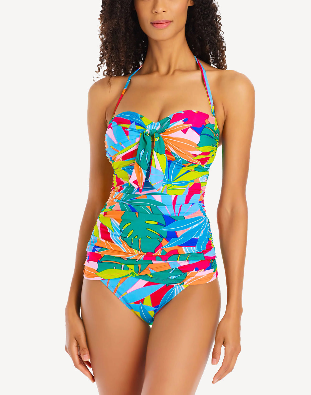Life Of The Party Draped Bandeau Tankini Top#color_life-of-the-party-multi
