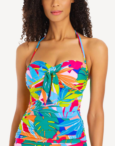 Life Of The Party Draped Bandeau Tankini Top#color_life-of-the-party-multi