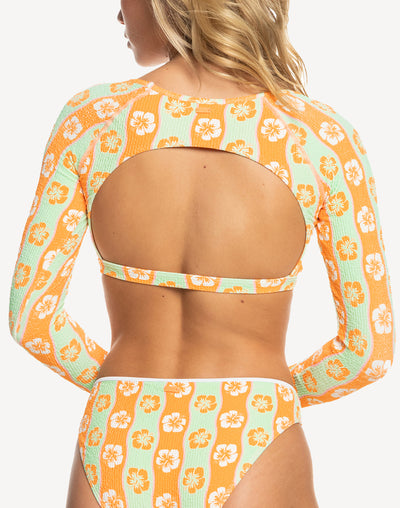 Wavy Babe Long Sleeve Crop Bikini Top#color_ambroisia