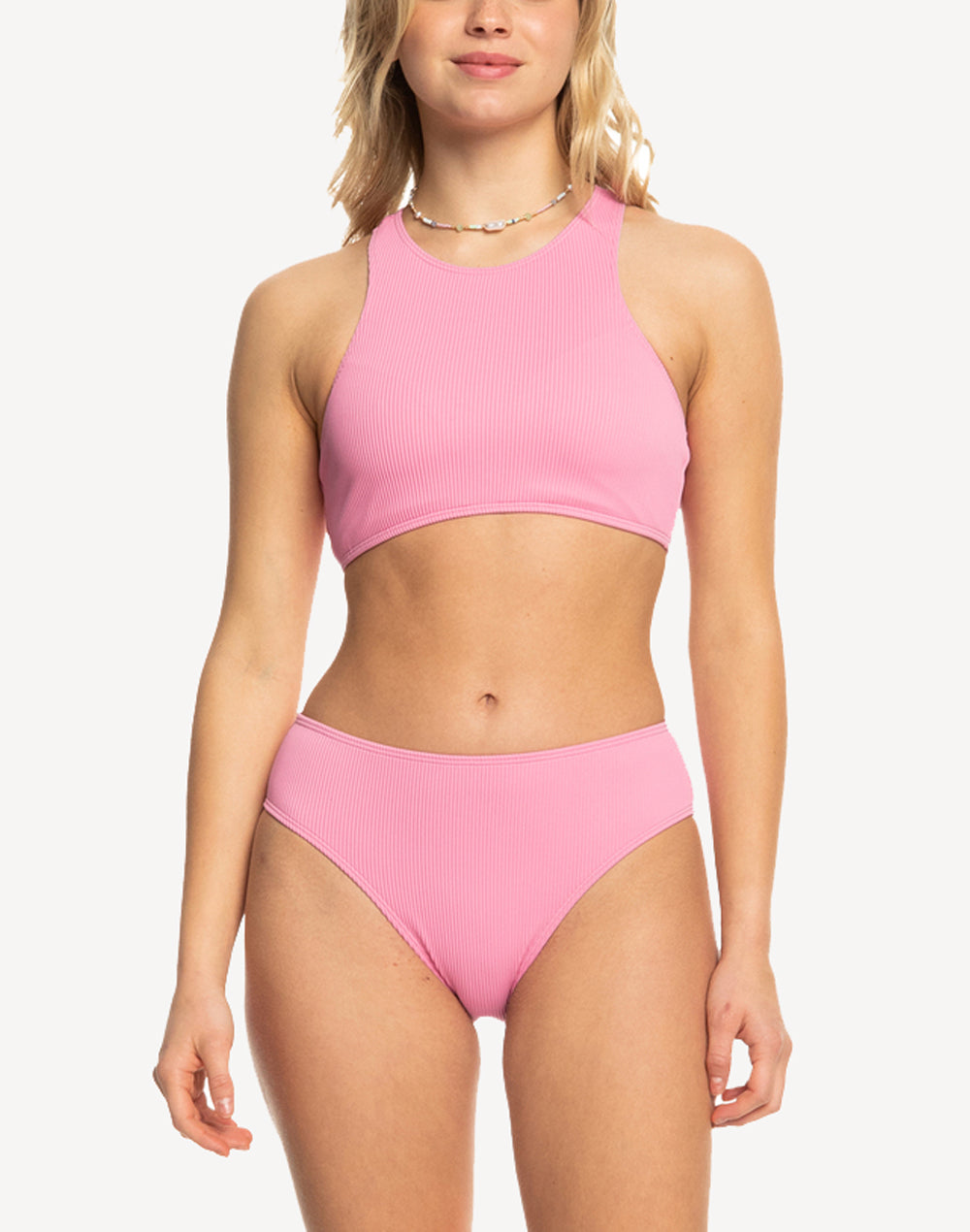 Active Rib High Neck Bikini Top#color_cyclamen-pink