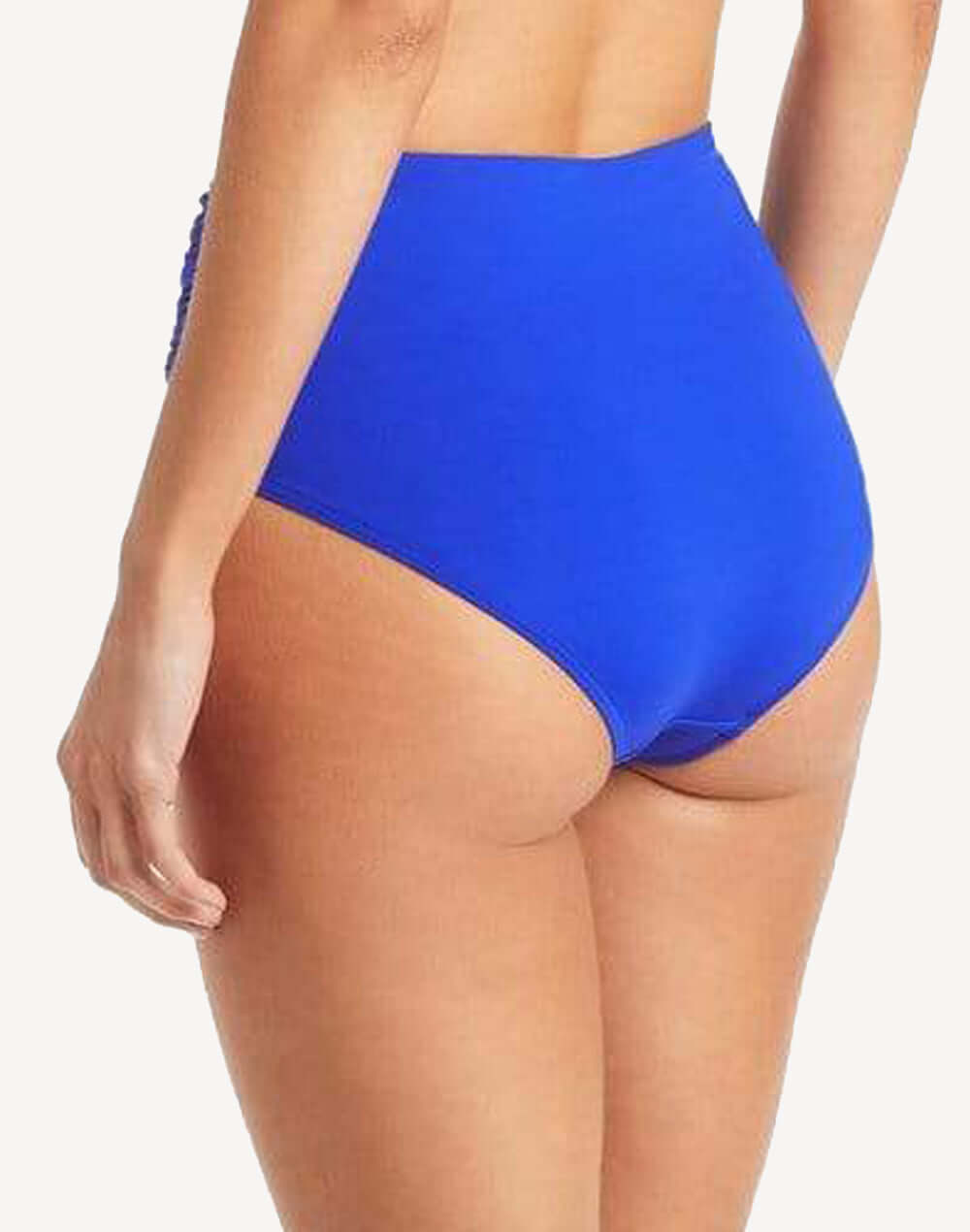 Essentials Cobalt Gather Side High Waist Bikini Bottom