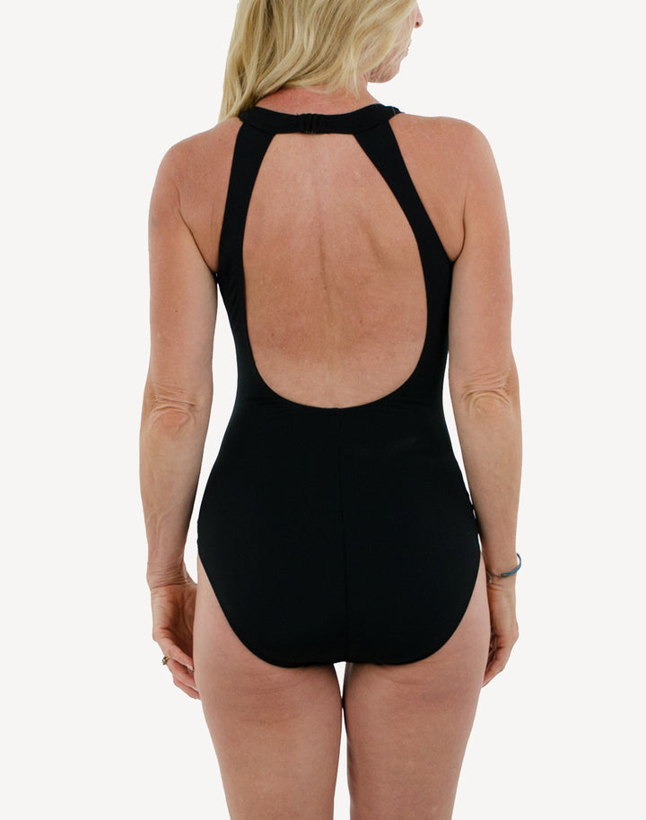 High Neck Colourblock Poly Tank One Piece