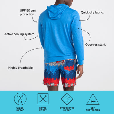 Men's Droptemp UPF 50 Hooded Long Sleeve Swim Shirt#color_racer-blue-heather