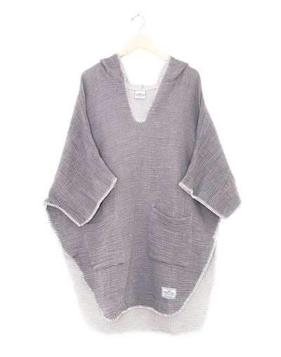 Women's Cocoon Muslin Poncho Cover Up#color_grey