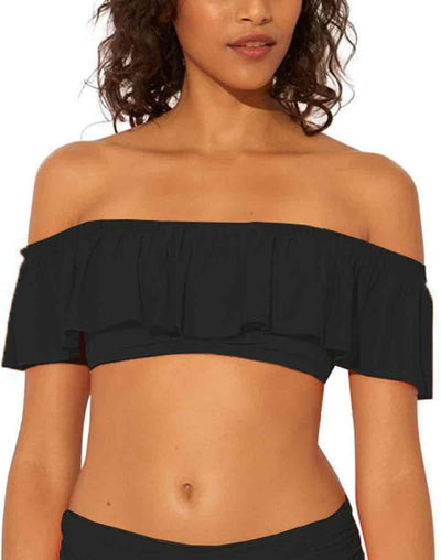 BLEU Rod Beattie Ruffle Bandeau Bikini Top#color_black
