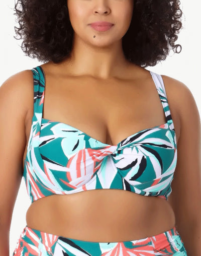 Zesty Floral Plus Size Retro Twist Underwire Bikini Top#color_zesty-tropical