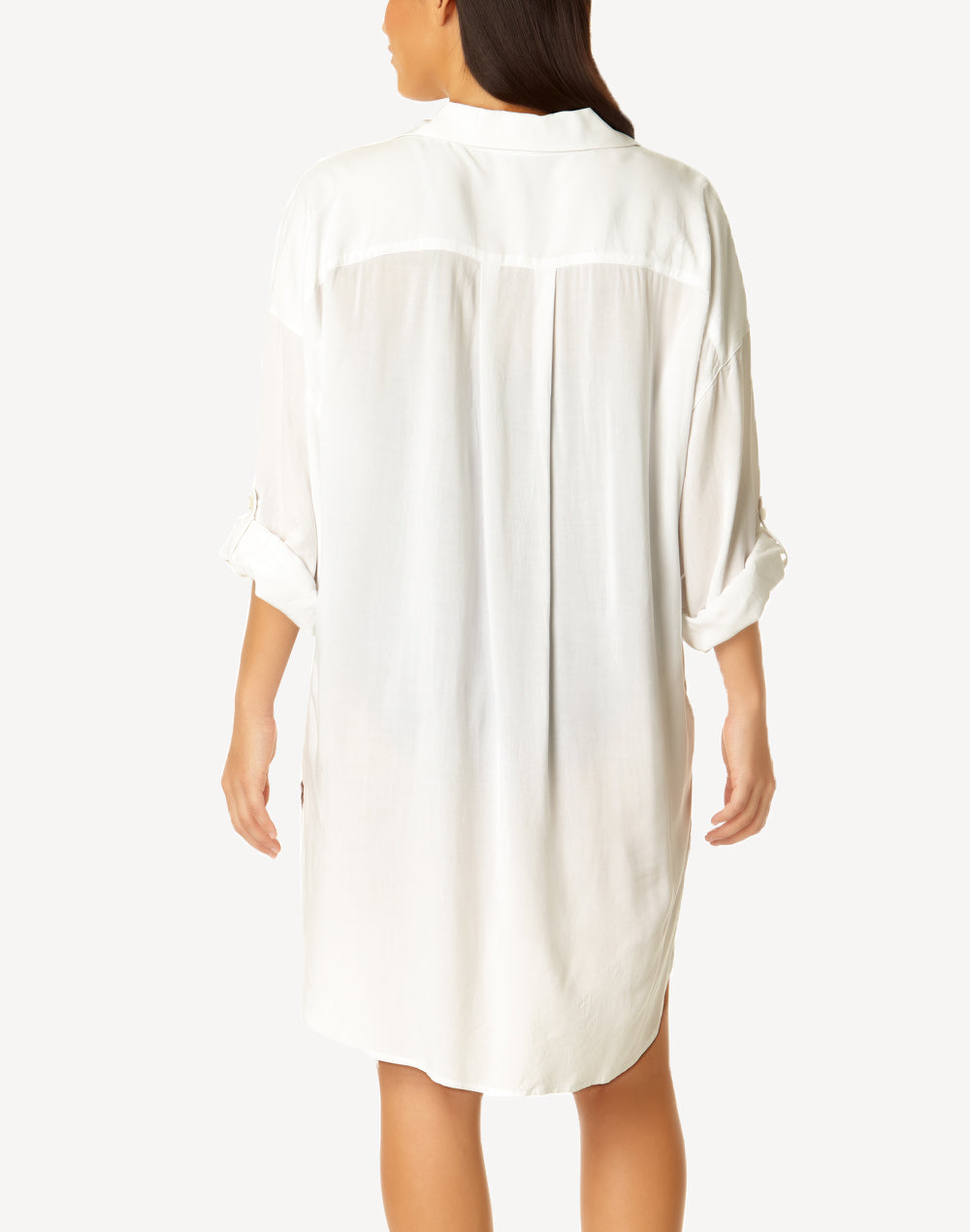 Boyfriend Button Down Cover Up#color_white