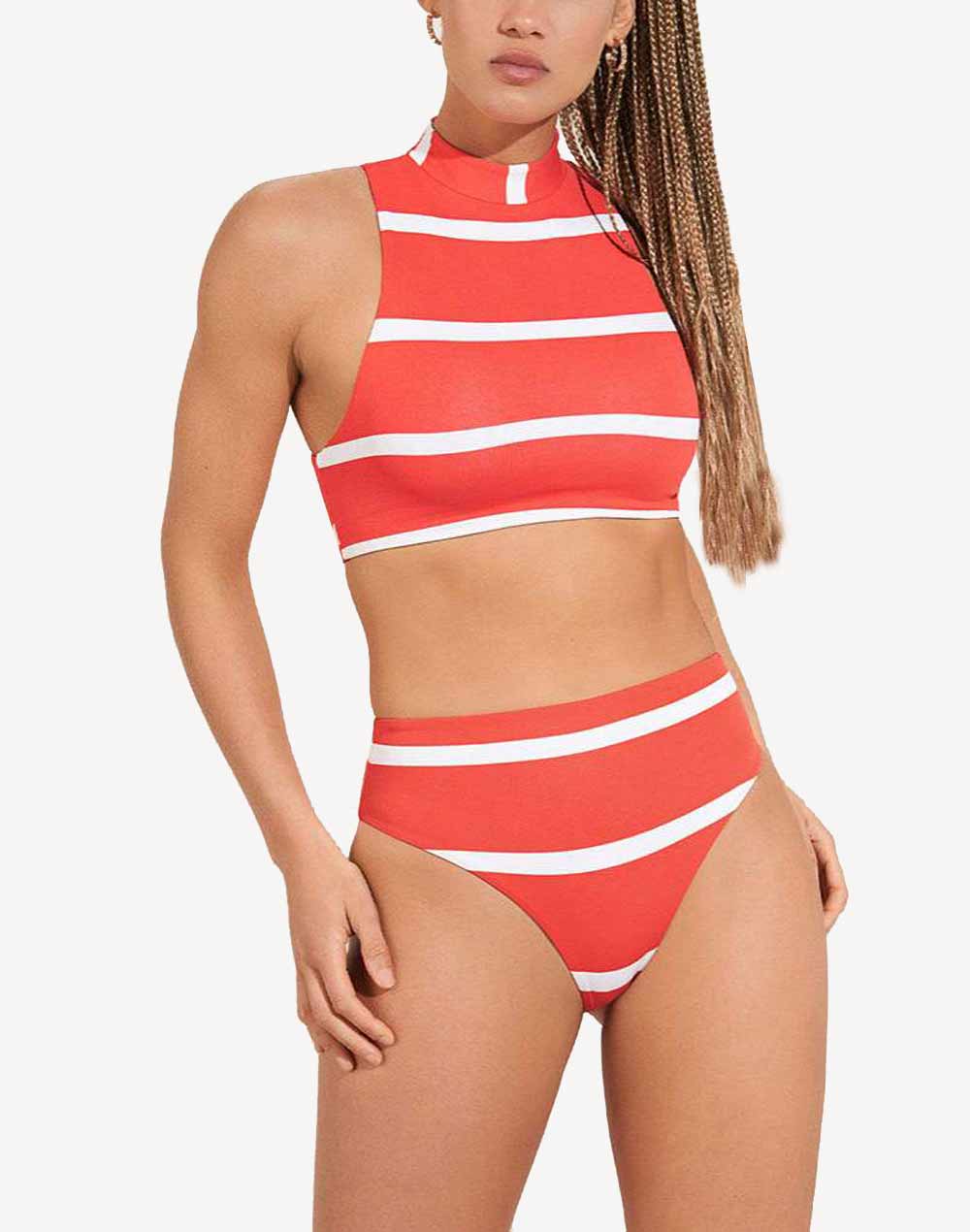 Sail Stripe Epica High Leg Bikini Bottom#color_sail-stripe-red