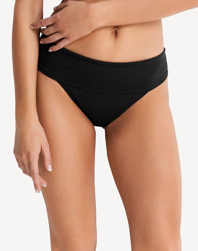 Seafolly Solid Roll Top Retro Bikini Bottom#color_black