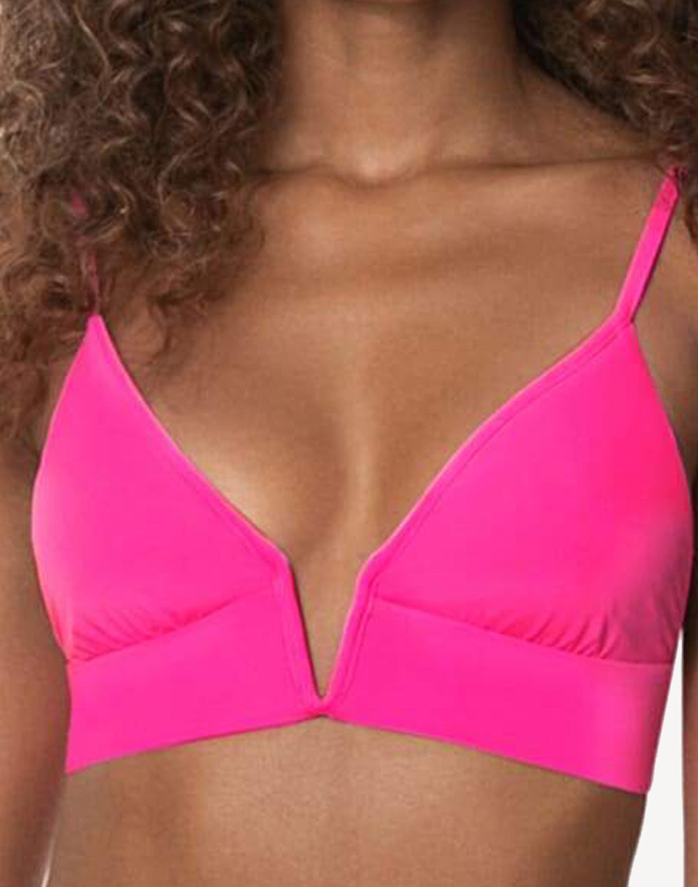 Fuchsia Agate Parade Long Line Triangle Bikini Top#color_pink
