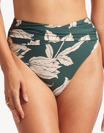 Fleur De Bloom High Waist Bikini Bottom#color_fleur-evergreen