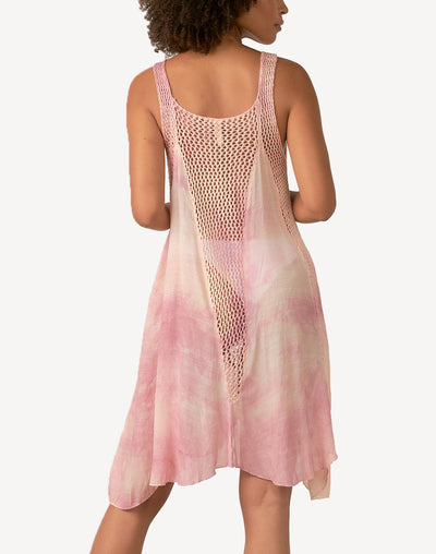 Sleevless Crochet Dress#color_pink