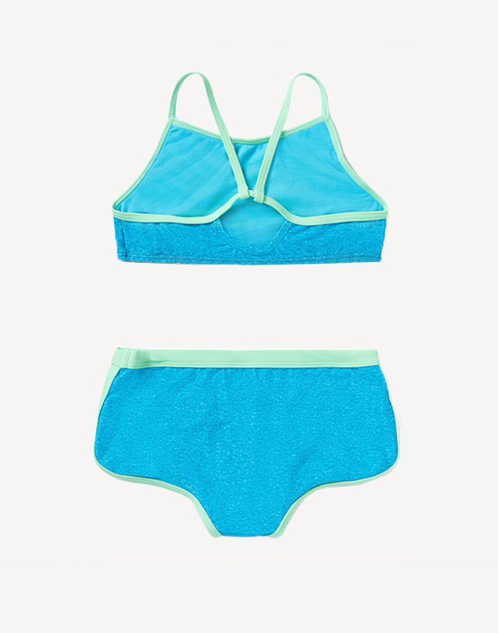 Girl's Print Blocked Bikini Set#color_print-block-aqua