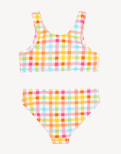 Toddler Girls Sweetie Plaid Bikini Set#color_pink
