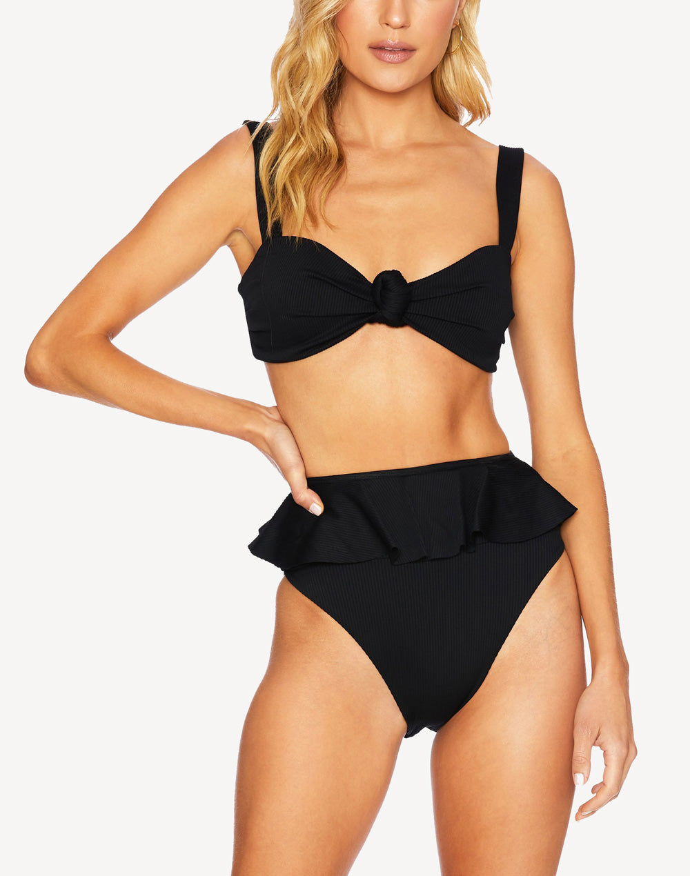Sophia Rib Bikini Top#color_black