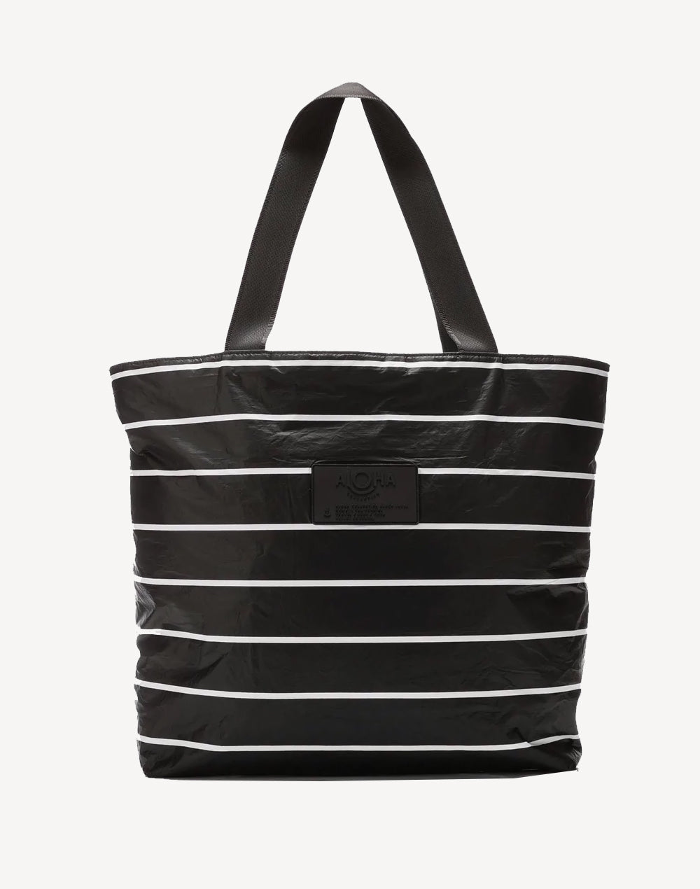 Pinstripe Day Tripper Beach Bag#color_white-on-black