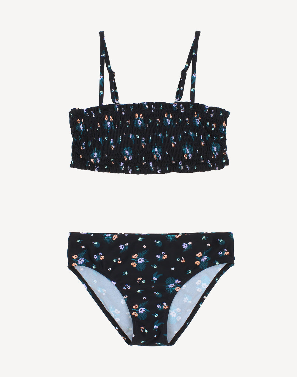 Girl's Smocked Bandeau Bikini Set#color_smocked-black