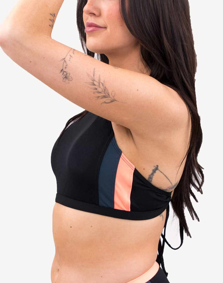 Colourblock High Neck Bikini Top