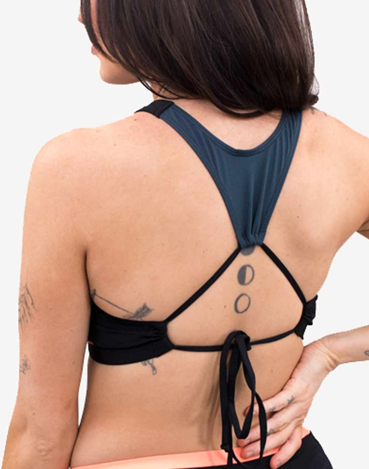 Colourblock High Neck Bikini Top