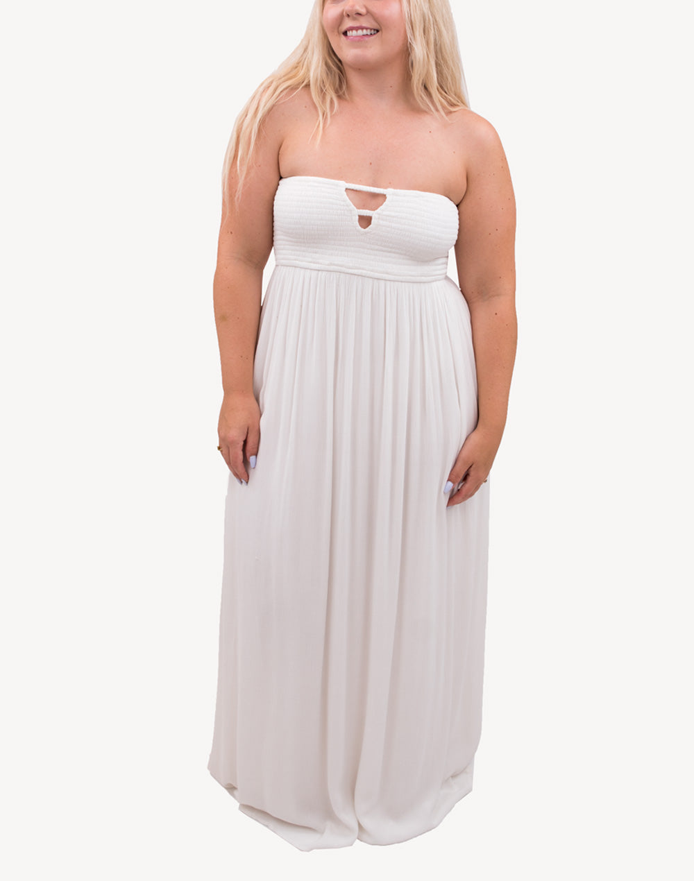 Miami Bandeau Maxi Dress#color_white