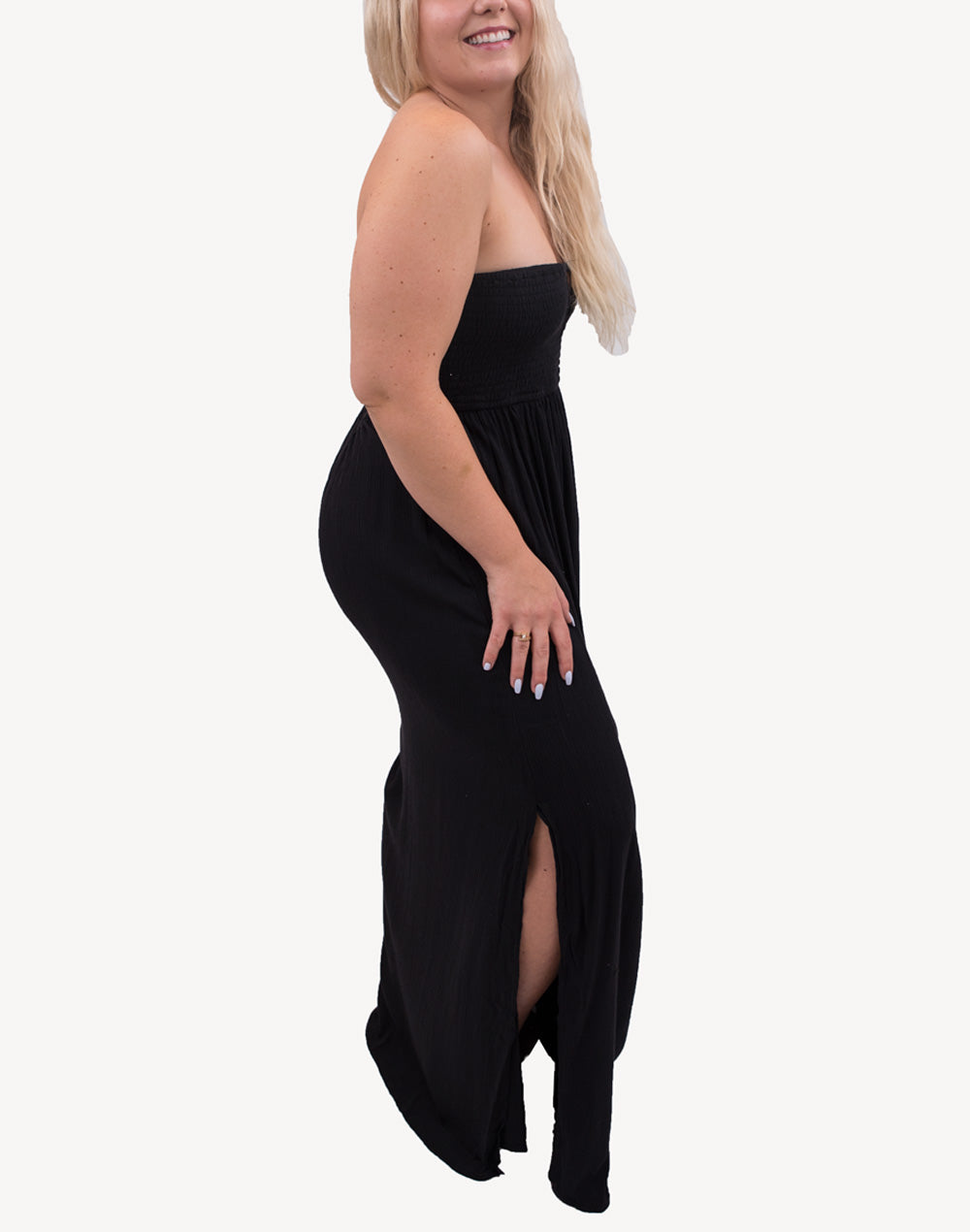 Miami Bandeau Maxi Dress#color_black
