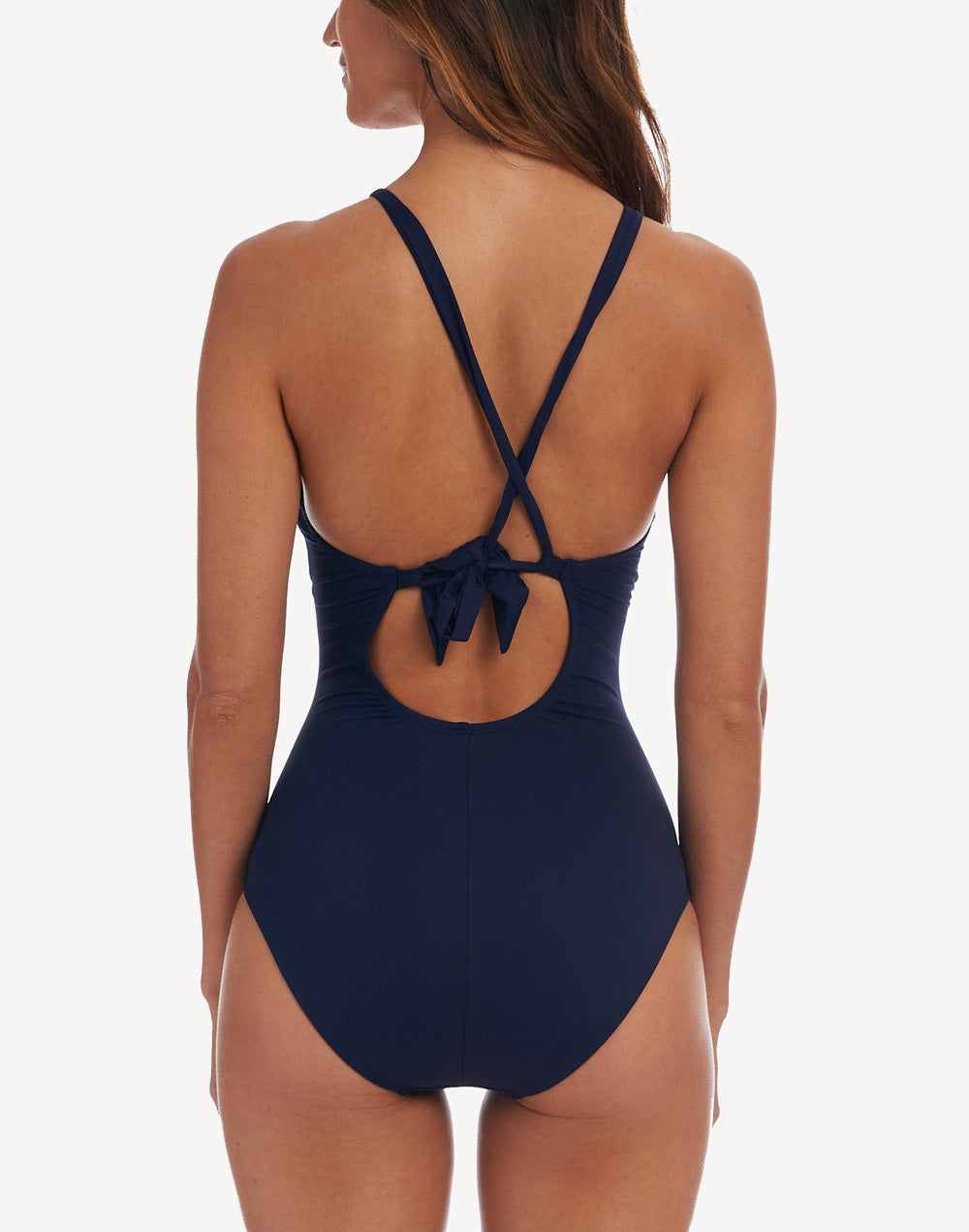 Island Goddess High Neck Keyhole One Piece#color_navy