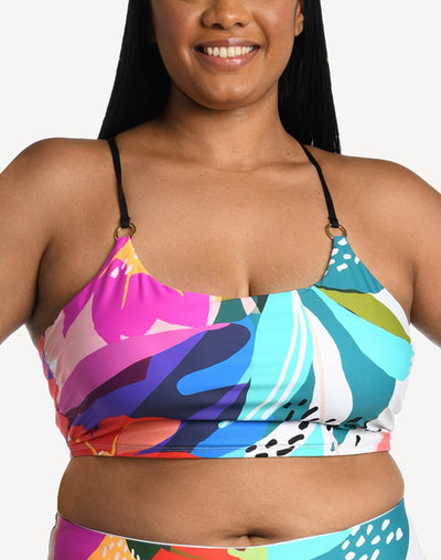 Eclectic Shore Full Figure Long Line Bikini Top#color_eclectic-shore