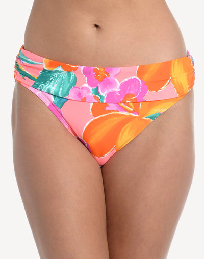 Isla Del Sol Shirrend Banded Bikini Bottom#color_isla-del-sol-coral