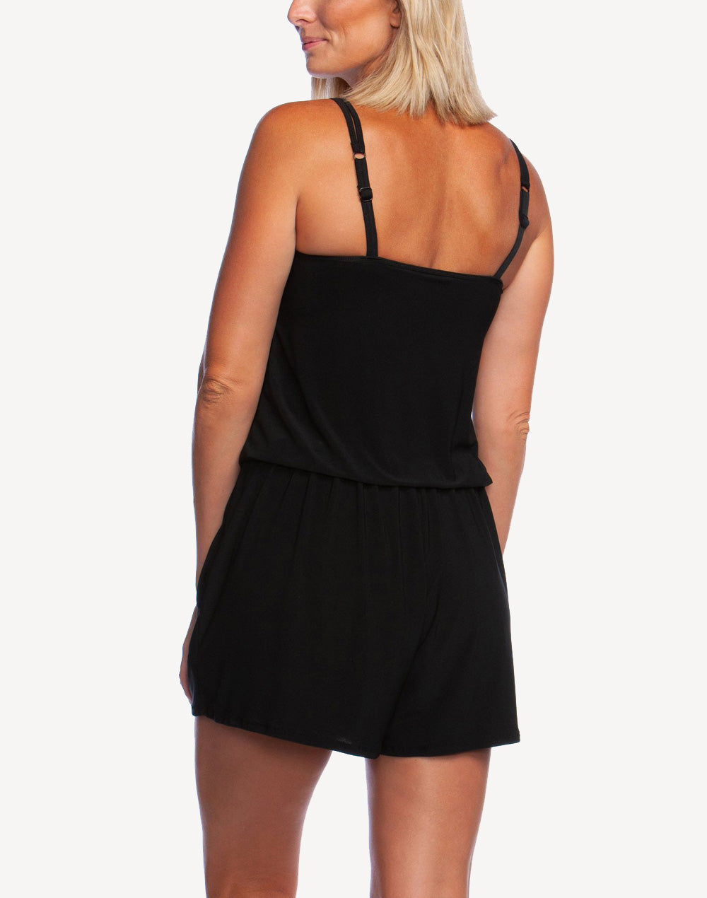 Solid Swim Romper#color_black