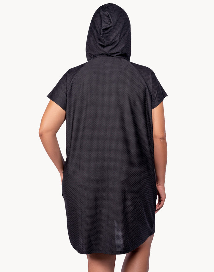 Waffle Raglan Full Figure Zip Hoodie Dress