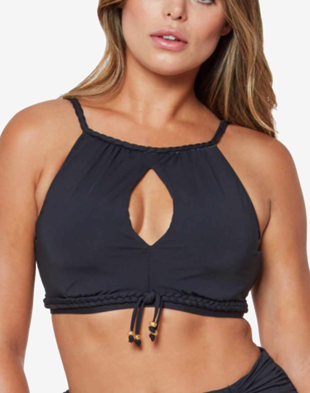 Glam Stand Braided Underwire Crop Bikini Top#color_black