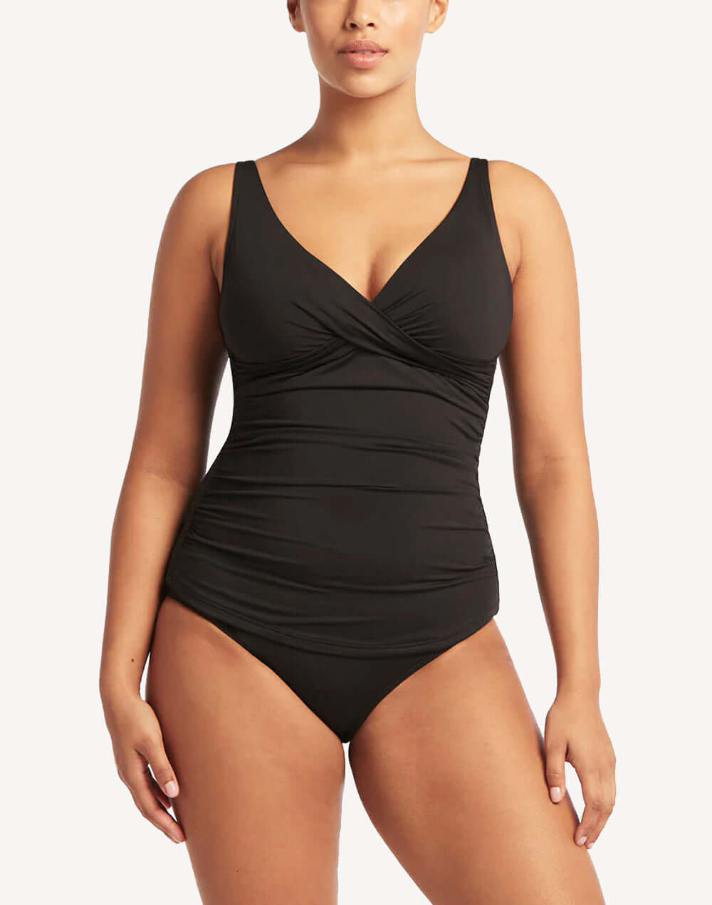 Essentials Cross Front Tankini Top