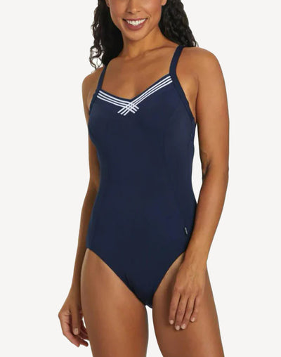 Crossed Taped Polyester One Piece#color_navy