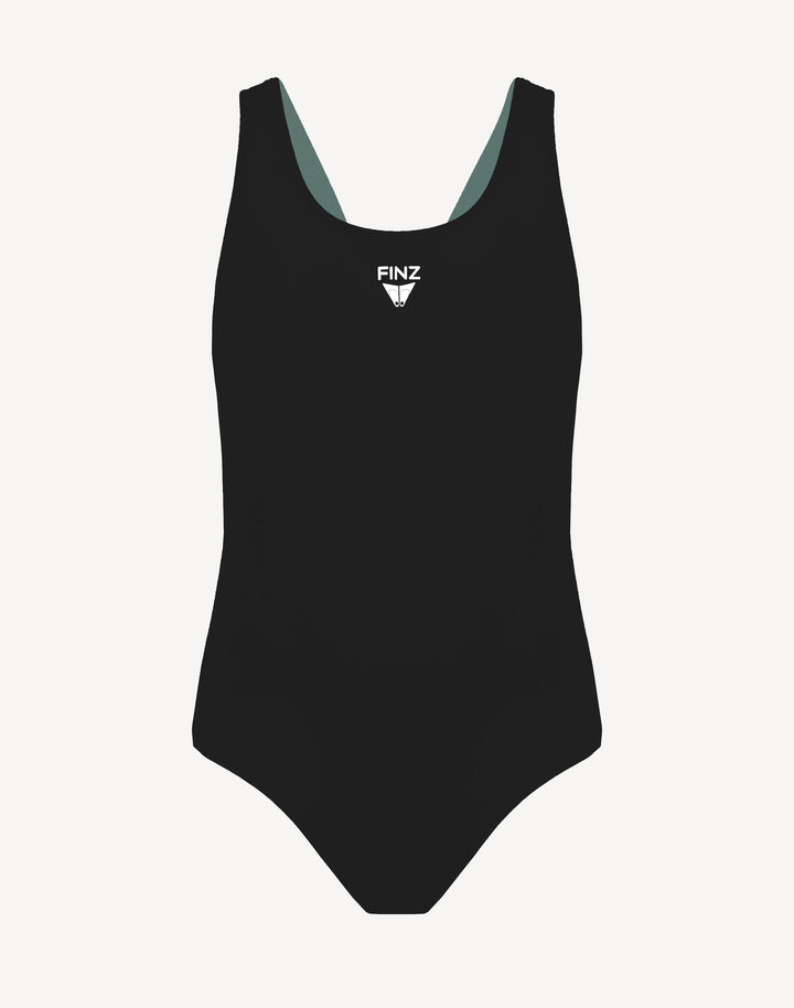 Girls Finz Solid Vaporback Polyester One Piece