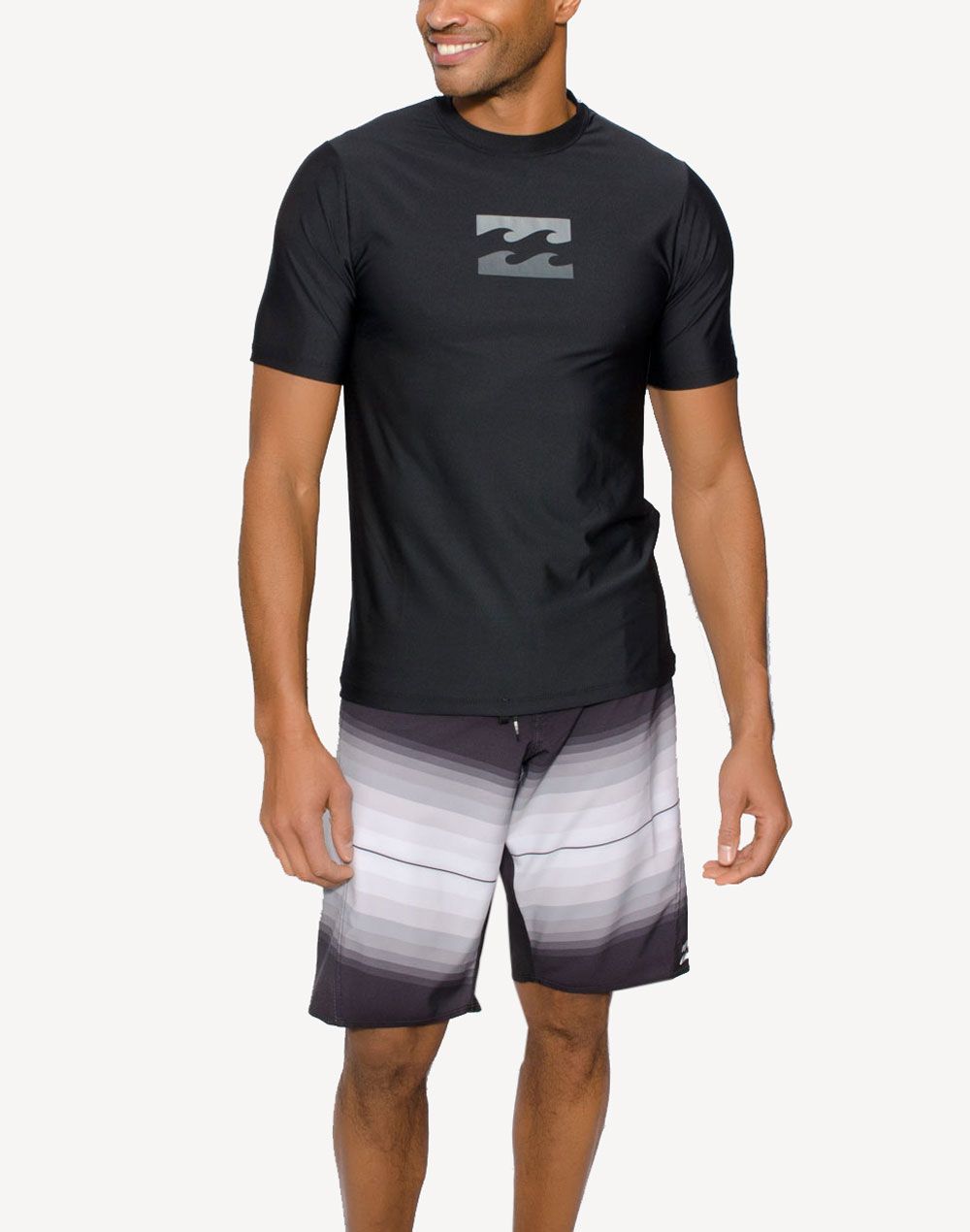 Billabong Men's Wave All Day Loose Fit Short Sleeve Wetshirt#color_black