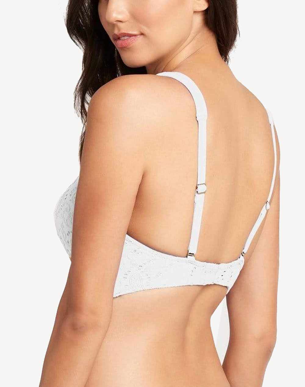Chantilly Lace Longline Triangle Bikini Top#color_white
