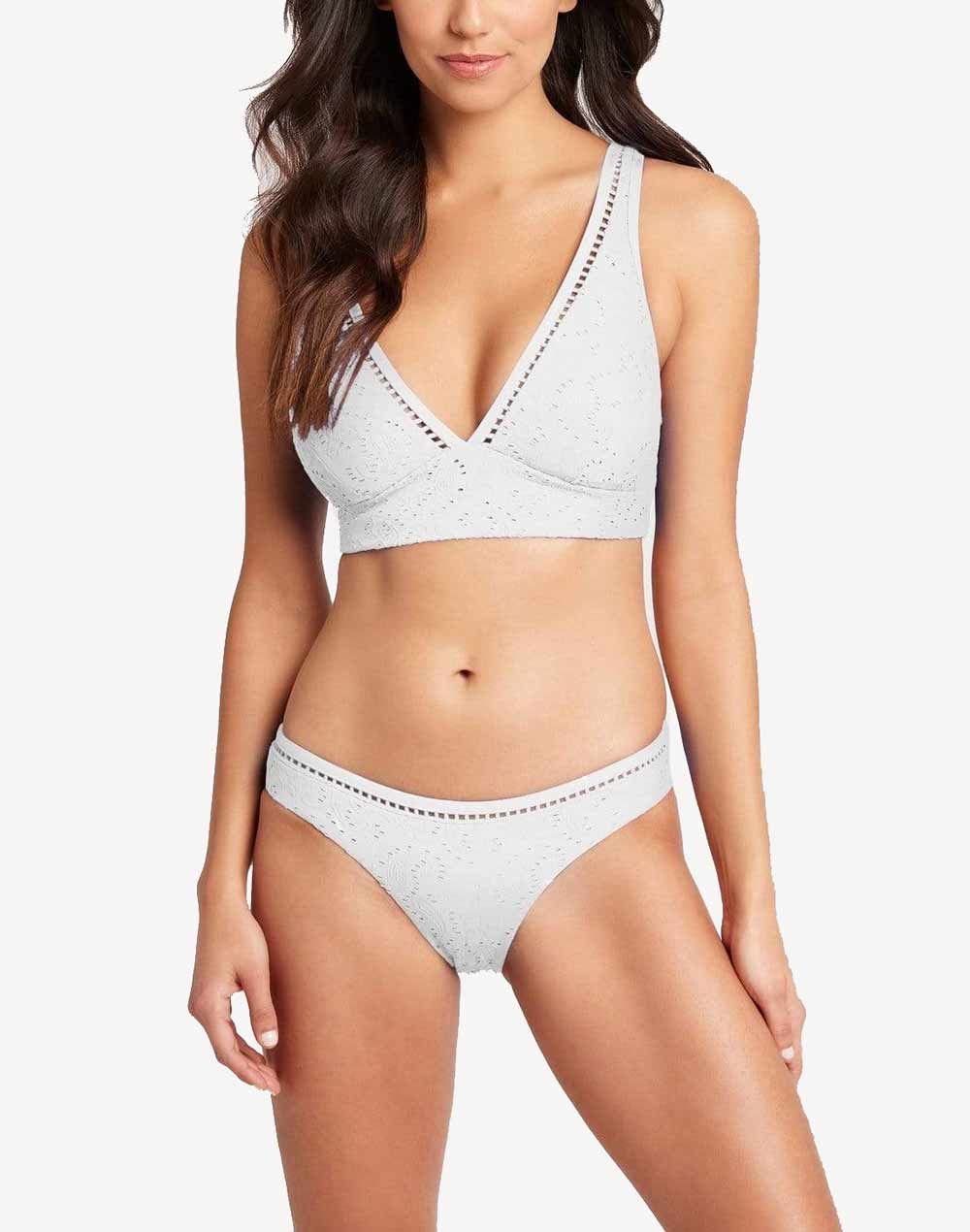 Chantilly Lace Longline Triangle Bikini Top#color_white
