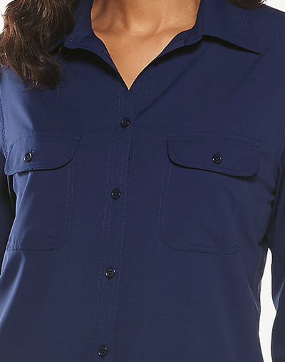 Coolibar Santorini Long Sleeve Tunic Shirt#color_navy