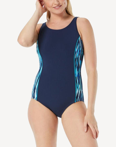 Artistic Stripe Panel One Piece#color_navy