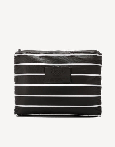 Pinstripe Mid Size Pouch#color_white-on-black