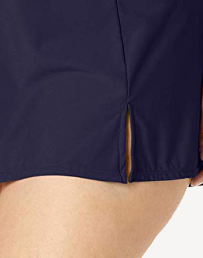 Penbrooke Side Slit Full Figure Skirt Bottom#color_navy