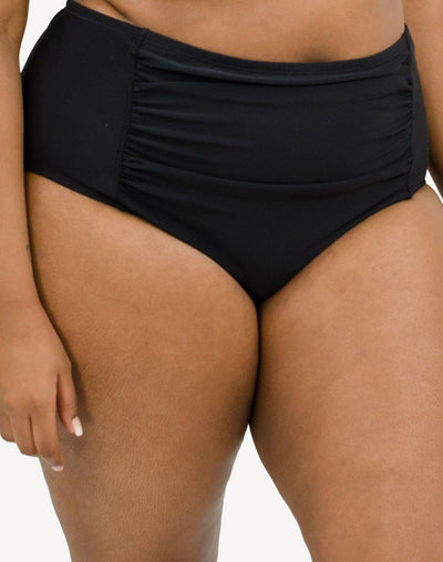 Penbrooke Shir Full Figure Tummy Control Panty Bikini Bottom#color_black